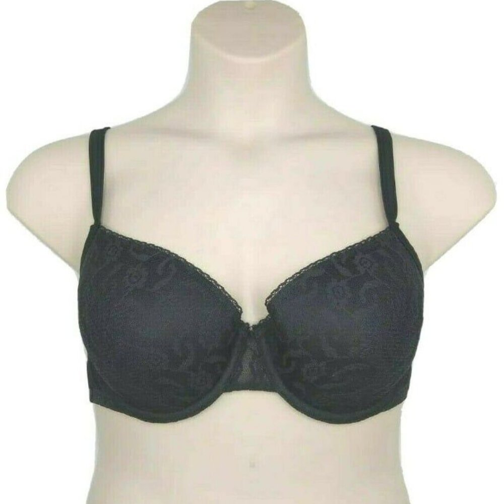 Lane Bryant Cacique Womens T Shirt Bra Lace Convertible Straps Size 44D Black